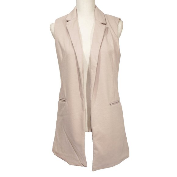 Petal Pink Vest Long Pastel Sleeveless Jacket Retro Mod 60s Long Line Soft Girl - Picture 1 of 7